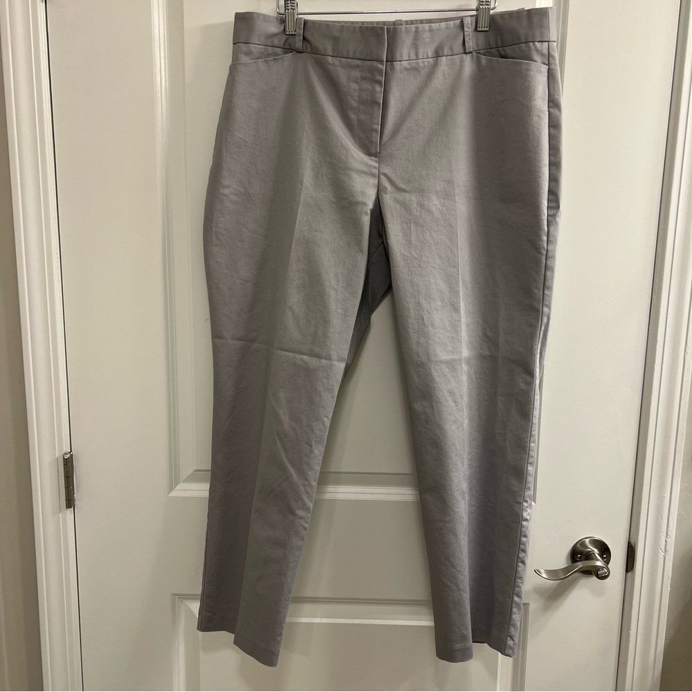 Liz Claiborne Women Pants 14 Gray Cotton Blend Straight Classic Fit Chino